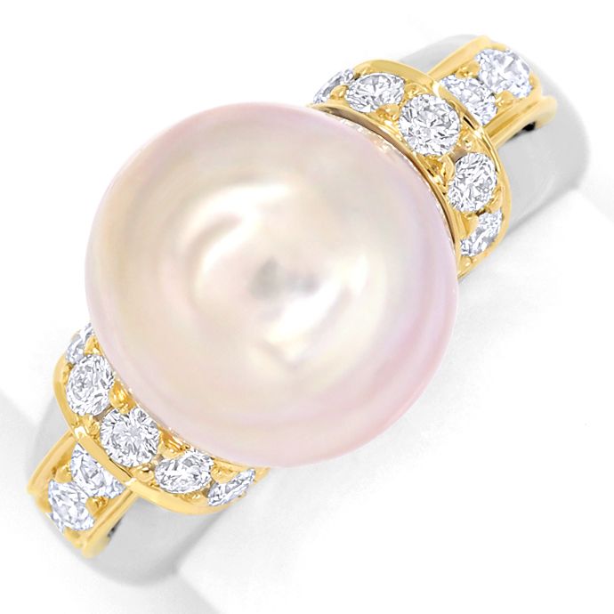 Ring mit 11,7mm Südsee Perle und 0,54ct Brillanten, 18K, aus Edelstein Farbstein Ringen