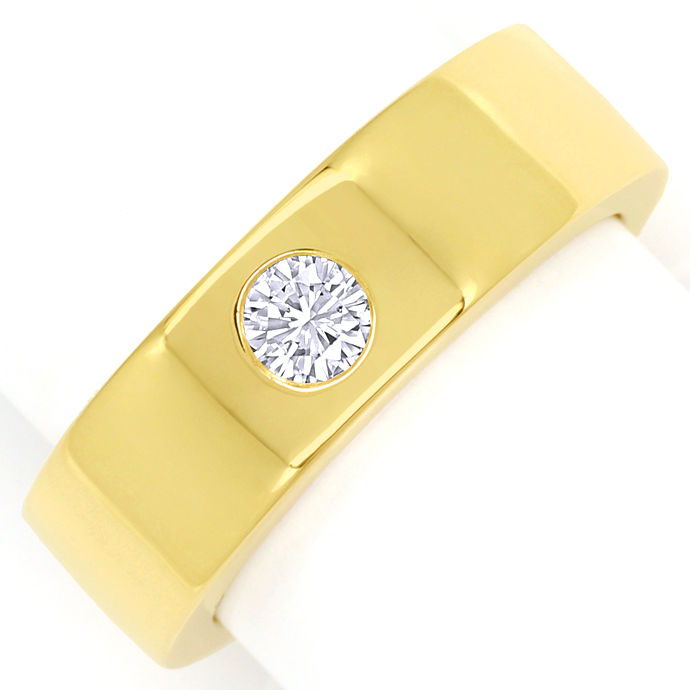Gelbgoldring Brillant 0,27ct Lupenrein Wesselton in 18K, aus Designer-Solitär-Diamantringe Brillantringe