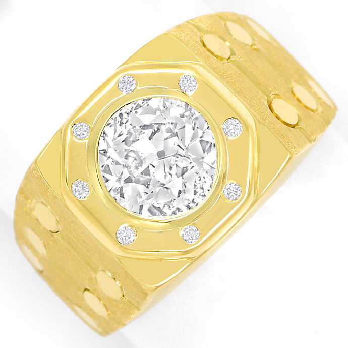 Goldring 1,45ct Solitär-Diamant-Weiss SI und 8Diamanten, aus Designer-Solitär-Diamantringe Brillantringe