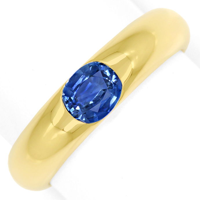 Bandring mit 0,70ct blauem Super Saphir in 585 Gelbgold, aus Edelstein Farbstein Ringen