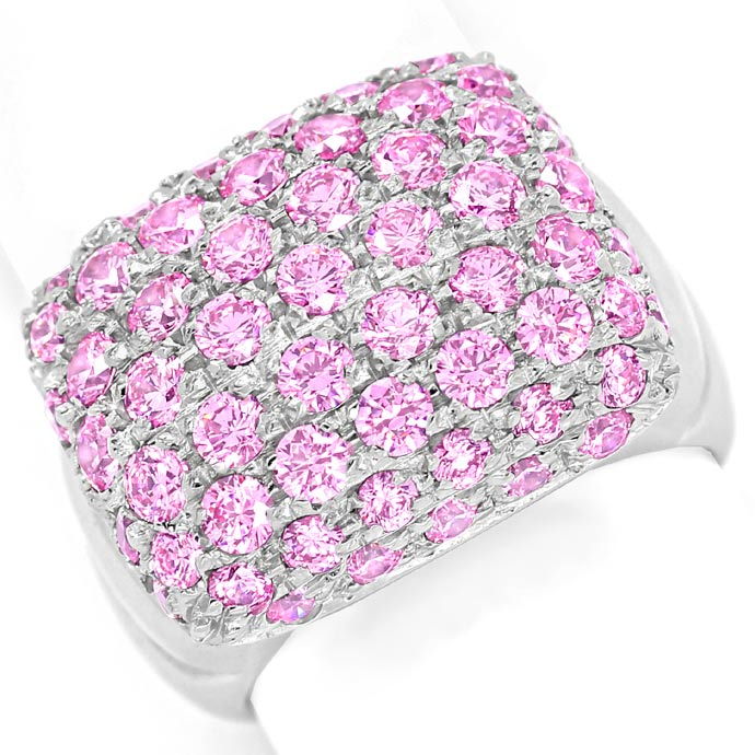 Traumhafter Weißgold-Ring mit 65 rosa Farb Edelsteinen, aus Edelstein Farbstein Ringen