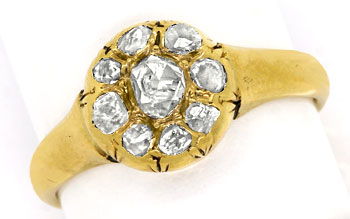 Foto 1 - Diamantring antik 0,63ct folierte Diamantrosen 14k Gold, S9771