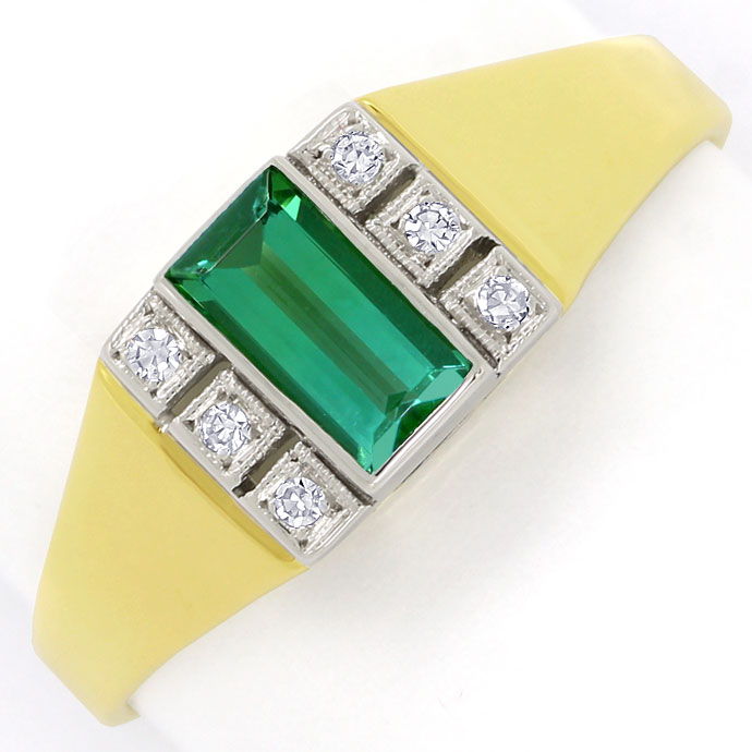 Foto 2 - Goldring mit 0,95 grünem Spitzen Turmalin und Diamanten, S9849