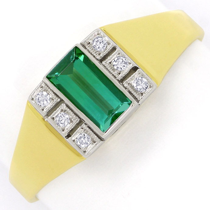 Goldring mit 0,95 grünem Spitzen Turmalin und Diamanten, aus Edelstein Farbstein Ringen