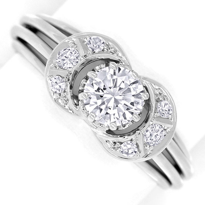Handarbeits-Ring mit 0,67ct Diamanten in 585er Weißgold, aus Designer-Solitär-Diamantringe Brillantringe