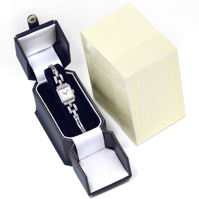Foto 5 - Herwalt antike Damen Uhr mit Diamanten in 14K Weißgold, U2138