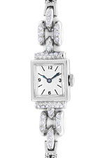 Herwalt antike Damen Uhr mit Diamanten in 14K Weißgold