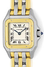 Cartier Panthere Damen-Armbanduhr mit drei Steifen Gold