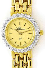 Alpina Gold-Damenuhr 0,40ct Brillant-Lünette
