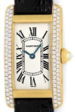 Tank Americaine Cartier Diamant Damengolduhr