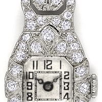 zum Artikel Prächtige DamenArmbanduhr antik Platin 2,15ct Diamanten, U2568