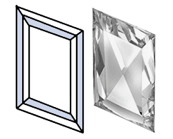 Der Rhomboid Cut bzw. Rauten Schliff hat ein konvexes Viereck als Außenfläche