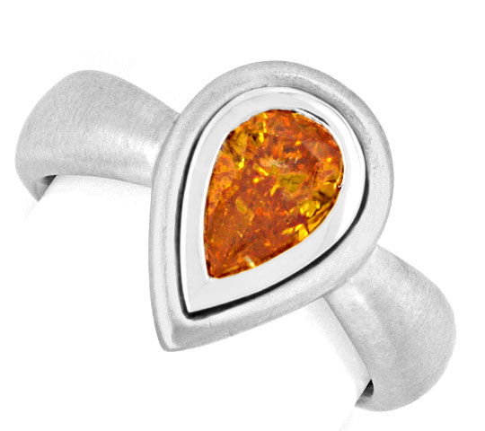 natural color / colour Fancy Intense Orange Yellow Diamantring