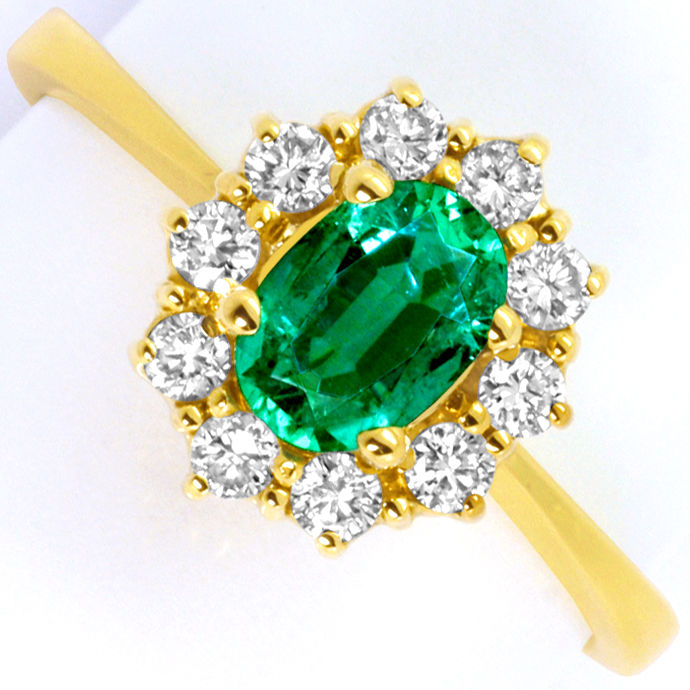 Foto 5: Handarbeits-Ring 0,53ct Spitzen Smaragd Brillanten 18K